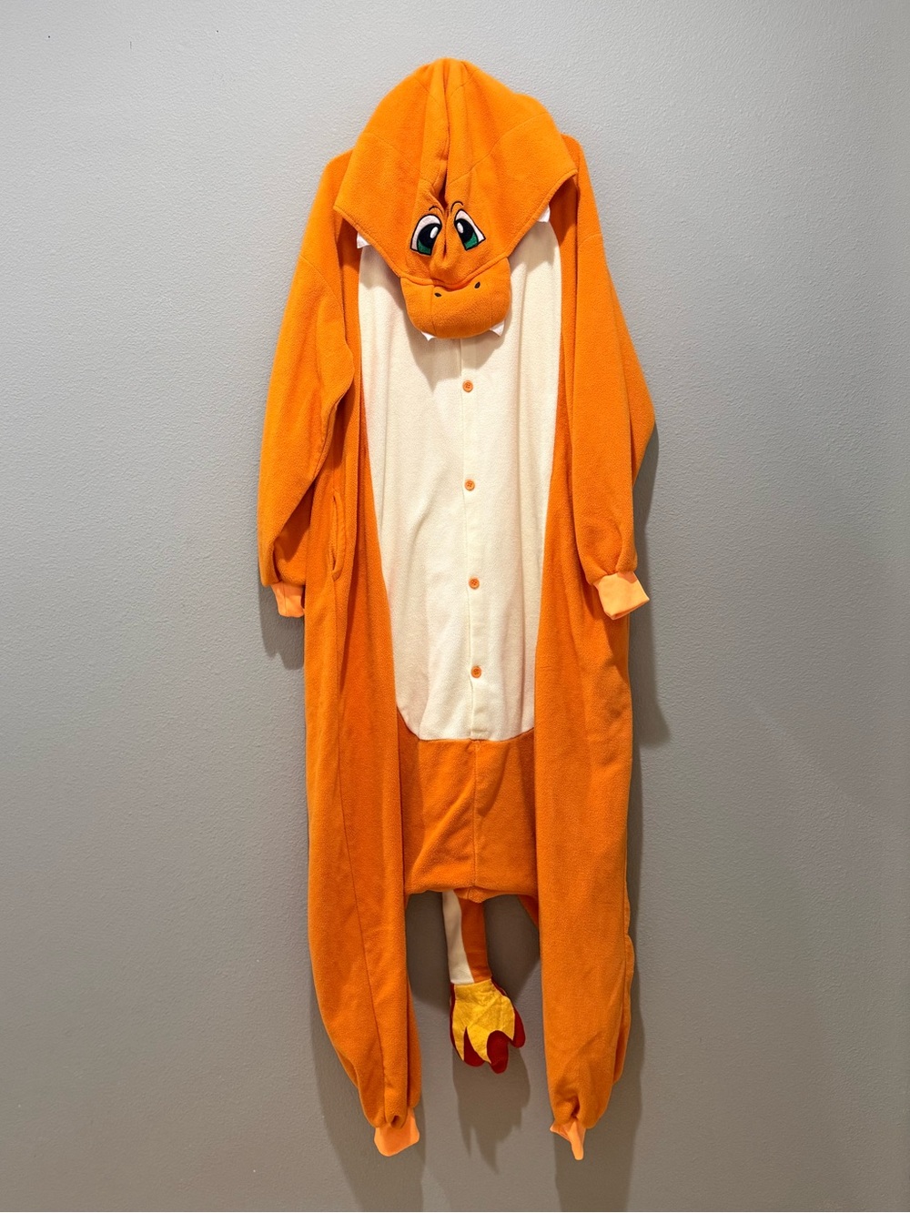 Newcosplay Pokémon Charmander Hooded Button Down Adult One Piece Costume Size XL